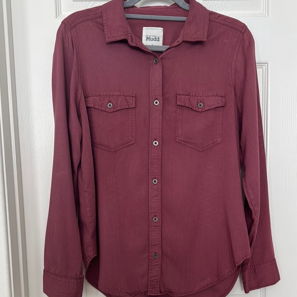 Mudd Burgundy Button-Up Shirt M